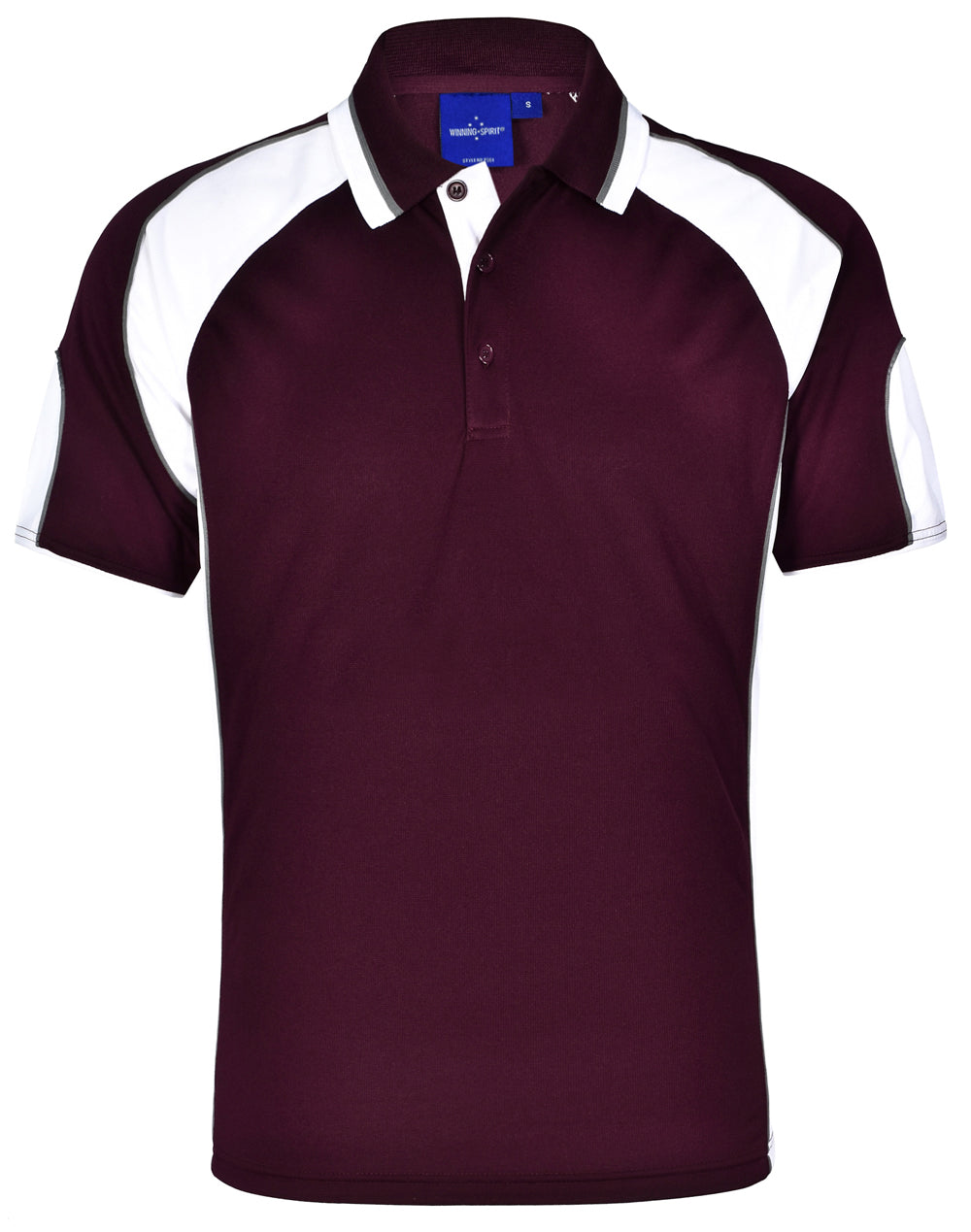 Men's Cooldry Contrast Polo With Sleeve Panel - PS61 - Maroon / White