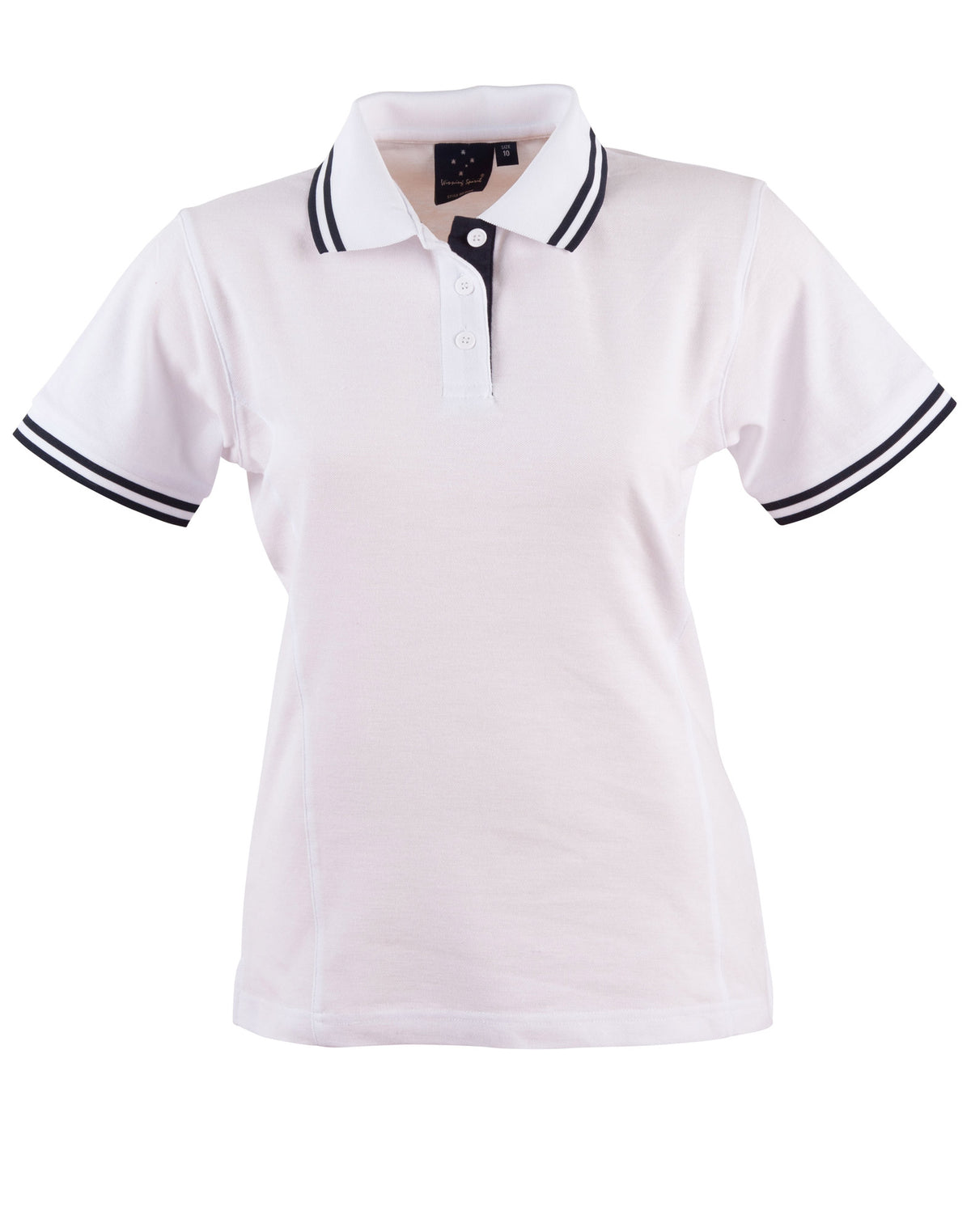 Ladies' Truedry Contrast S/S Polo - PS66 - White / Navy