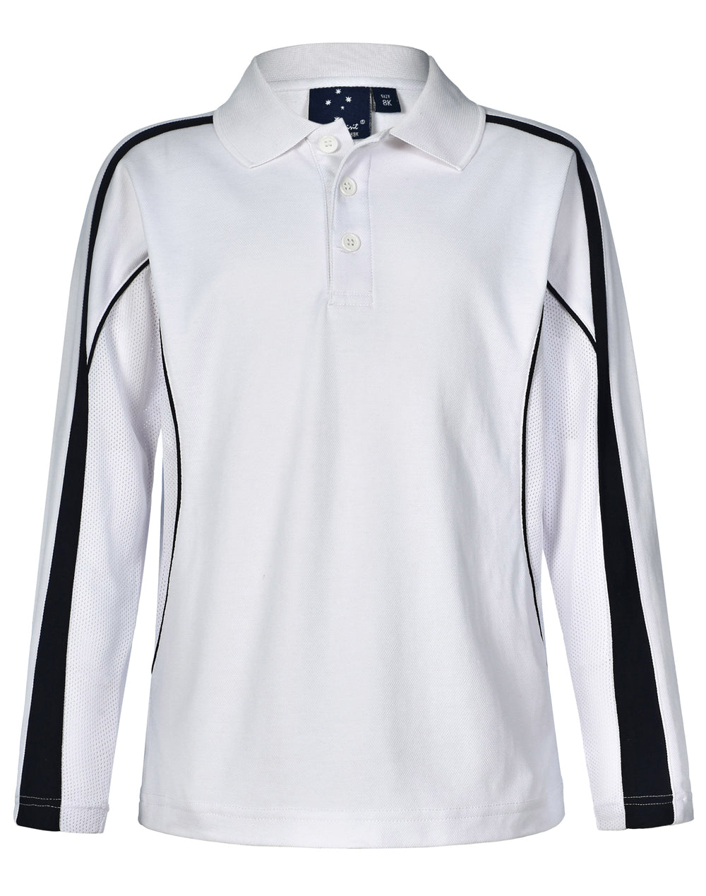 Kids' TrueDry Long Sleeve Polo - PS69K - White / Navy