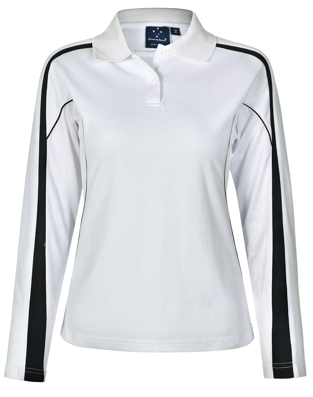 Ladies' TrueDry Long Sleeve Polo - PS70 - White / Navy