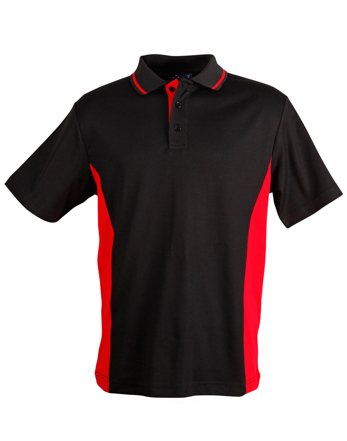 Men's TrueDry Contrast S/S Polo - PS73 - Black / Red