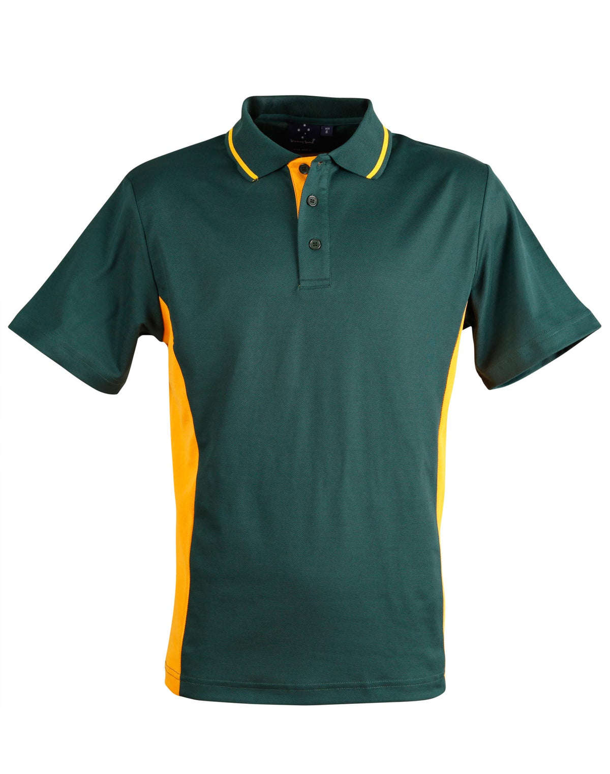 Men's TrueDry Contrast S/S Polo - PS73 - Bottle / Gold