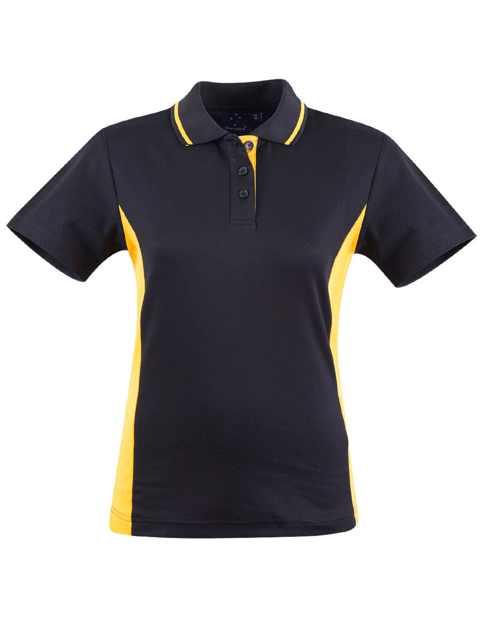 Ladies' TrueDry Contrast S/S Polo - PS74 - Black / Gold