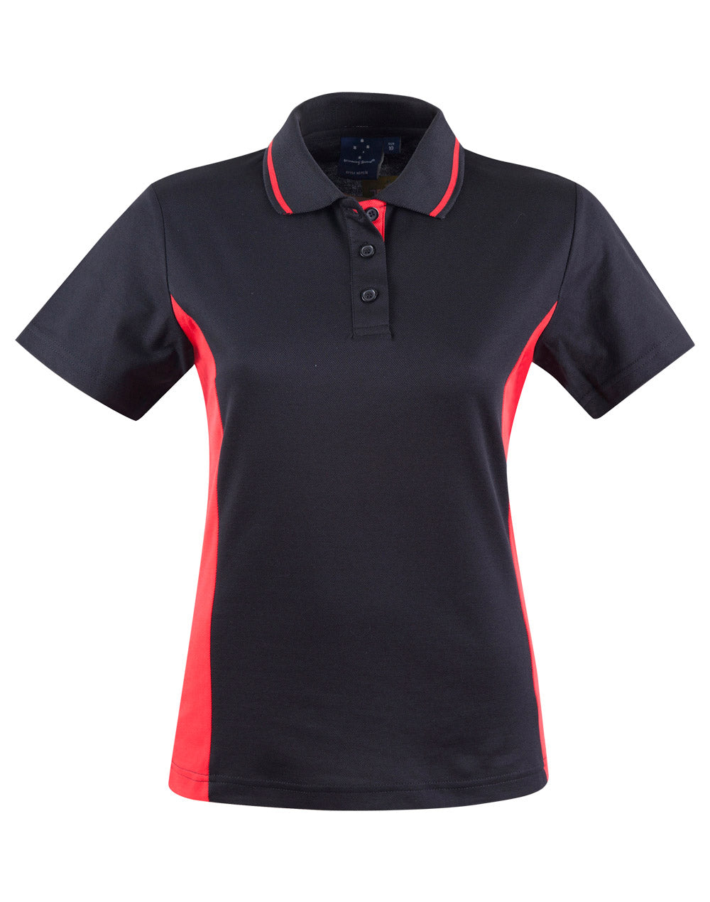 Ladies' TrueDry Contrast S/S Polo - PS74 - Black / Red