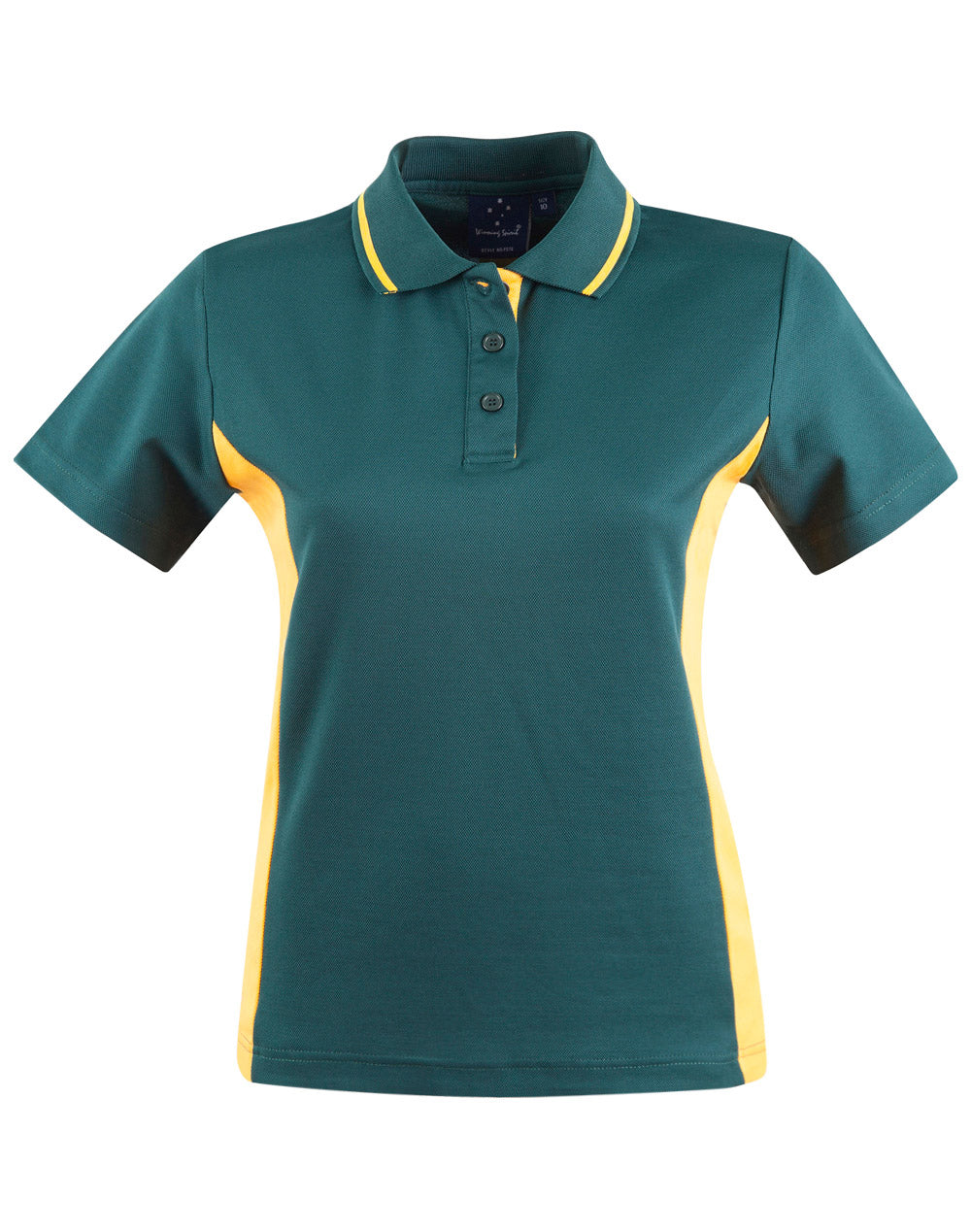 Ladies' TrueDry Contrast S/S Polo - PS74 - Bottle / Gold