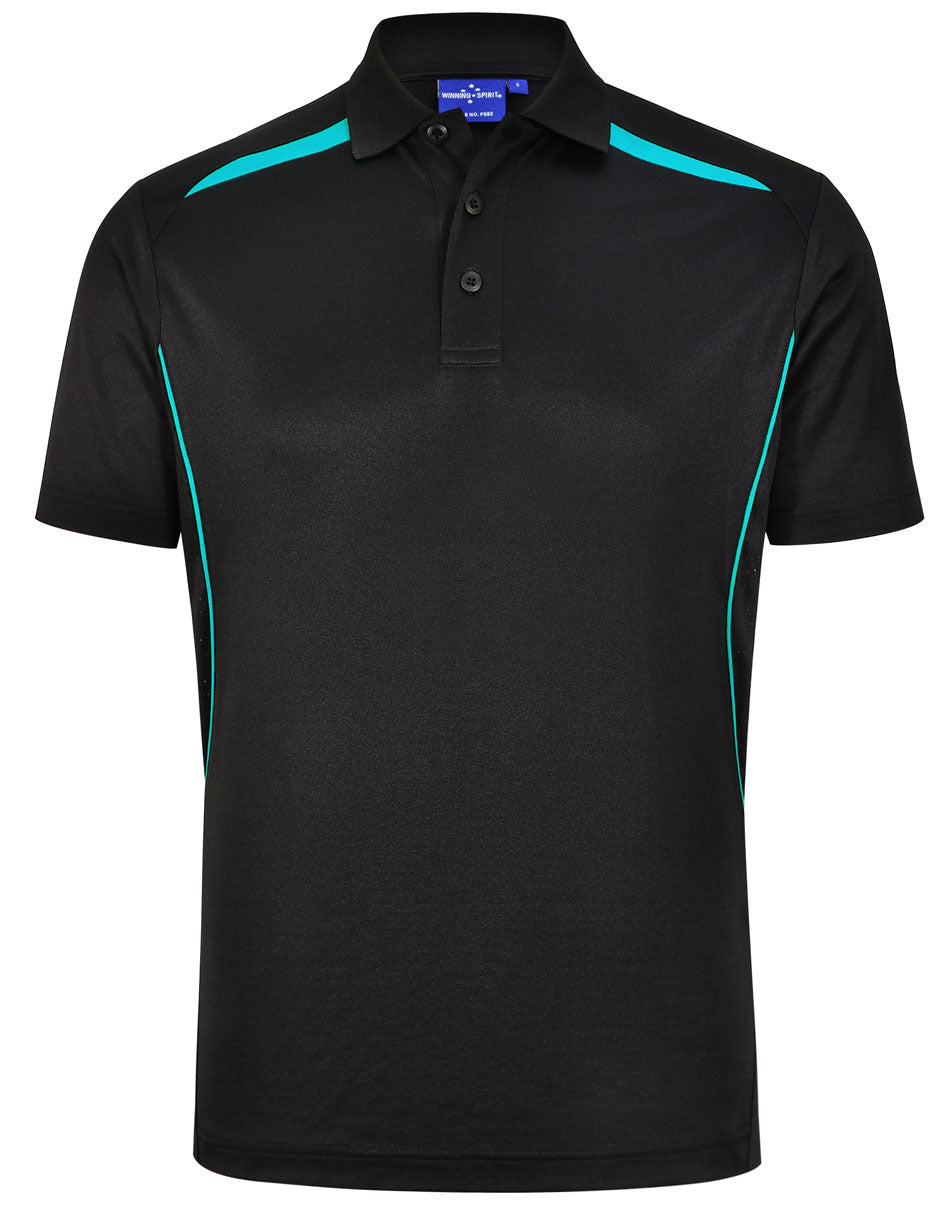 Men's Sustainable Poly/Cotton Contrast S/S Polo - PS93 - Black / Ash