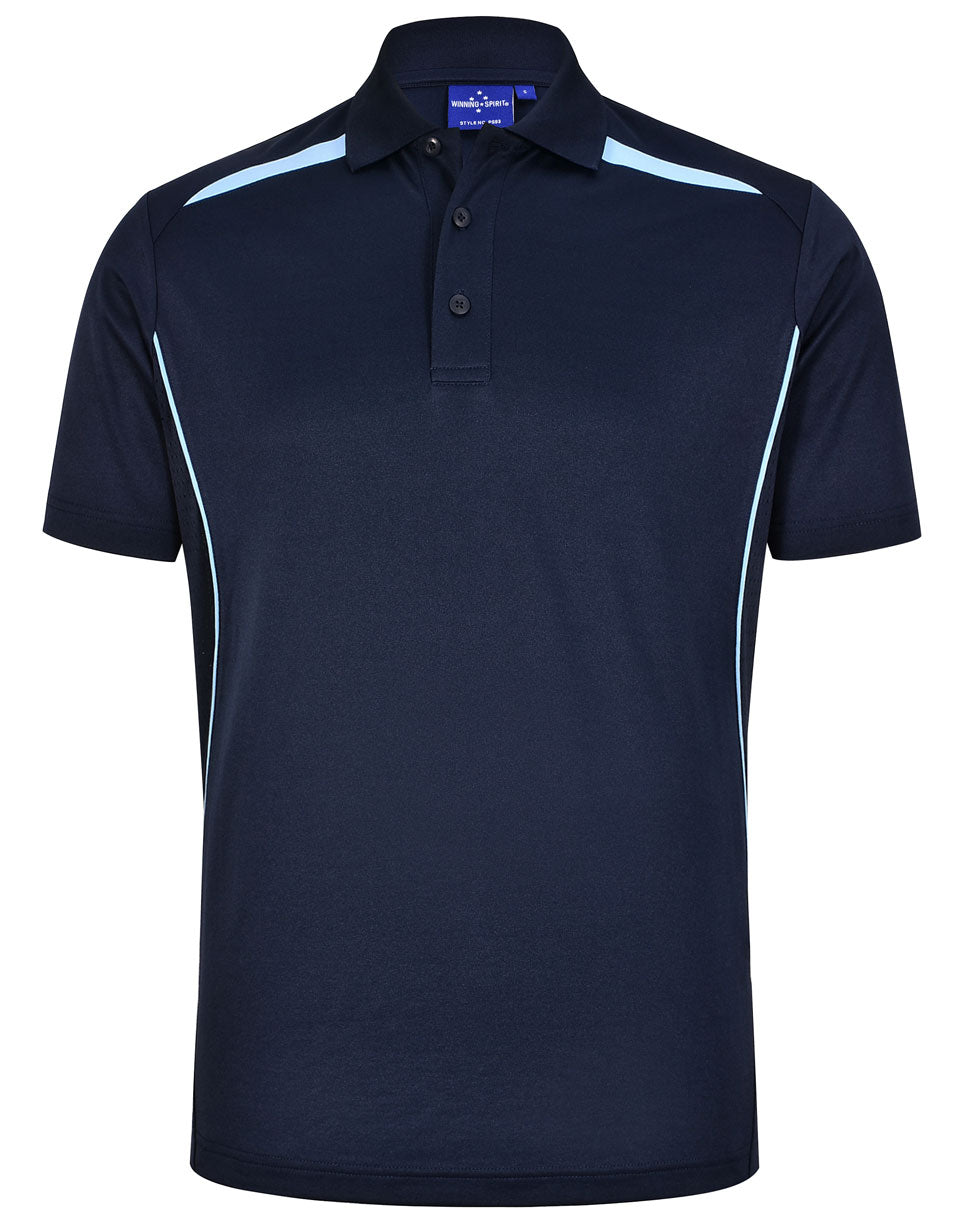 Men's Sustainable Poly/Cotton Contrast S/S Polo - PS93 - Navy / Skyblue