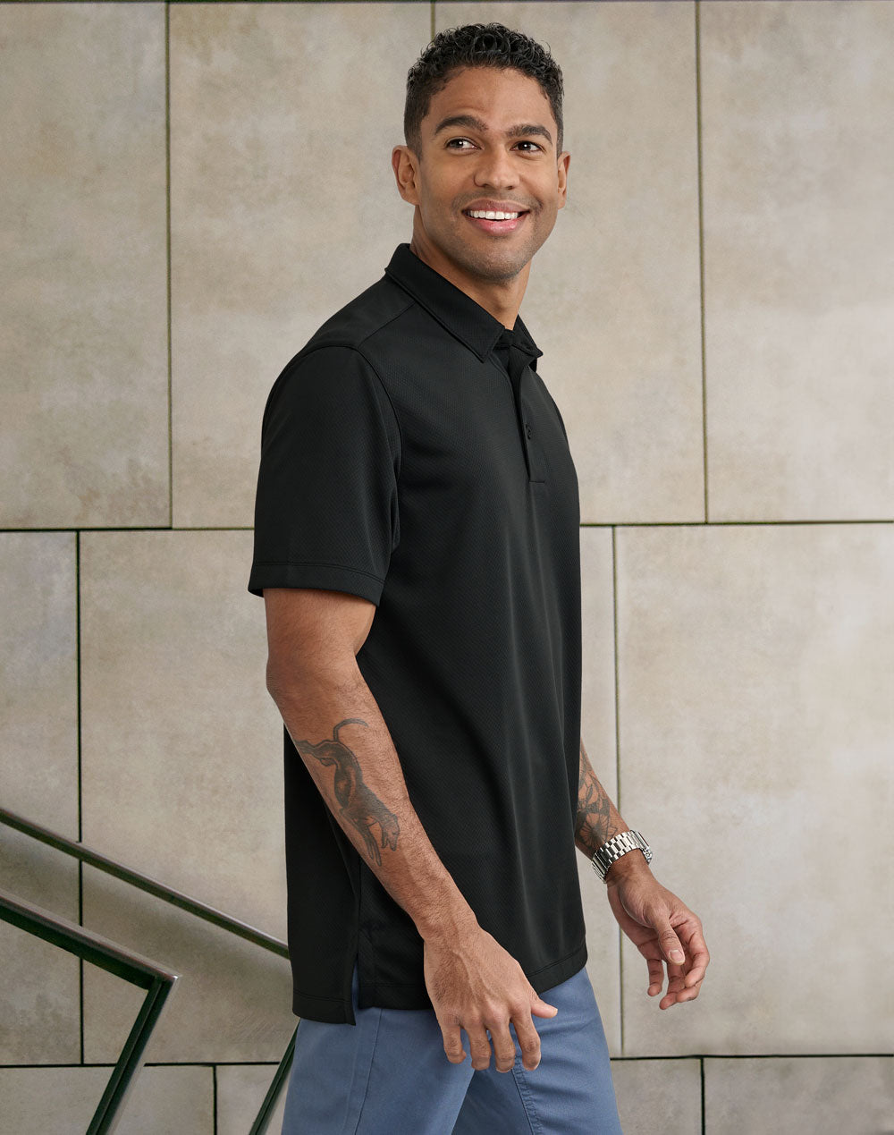 Men's Sustainable Jacquard Knit S/S Polo - PS95 - Winning Spirit