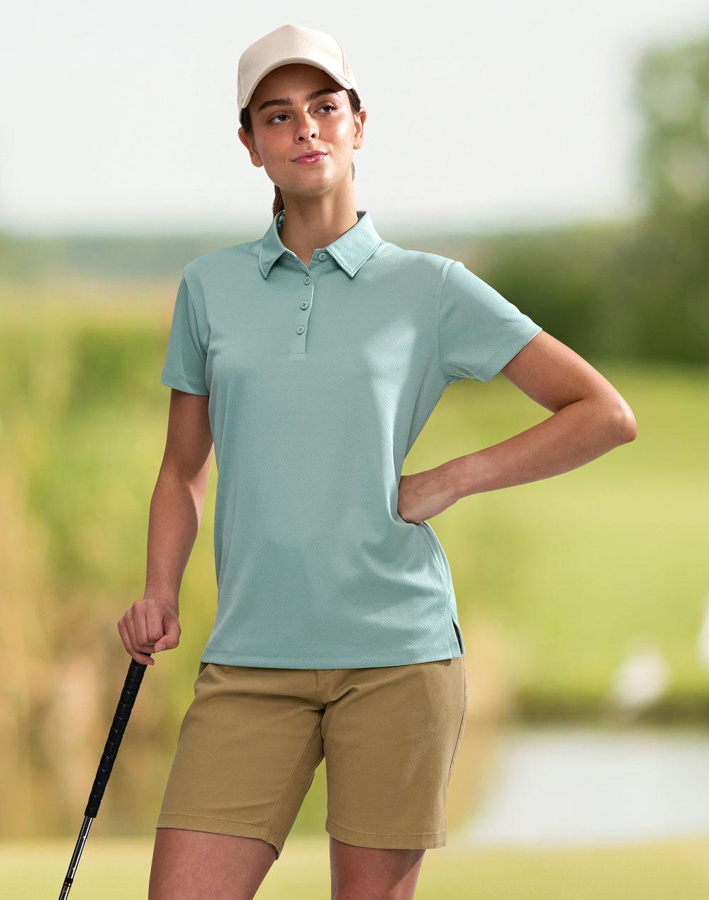 Winning Spirit Ladies' Sustainable Jacquard Knit S/S Polo PS96