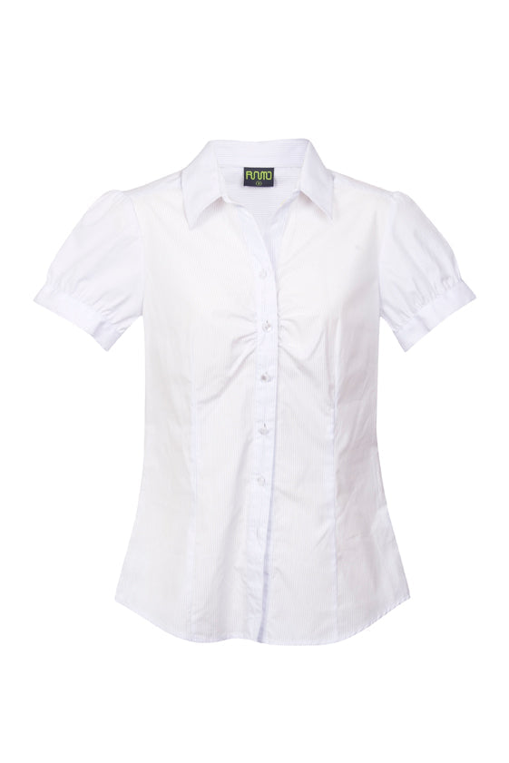 Womens Urban Stripe Shirt - White/Blue - Front