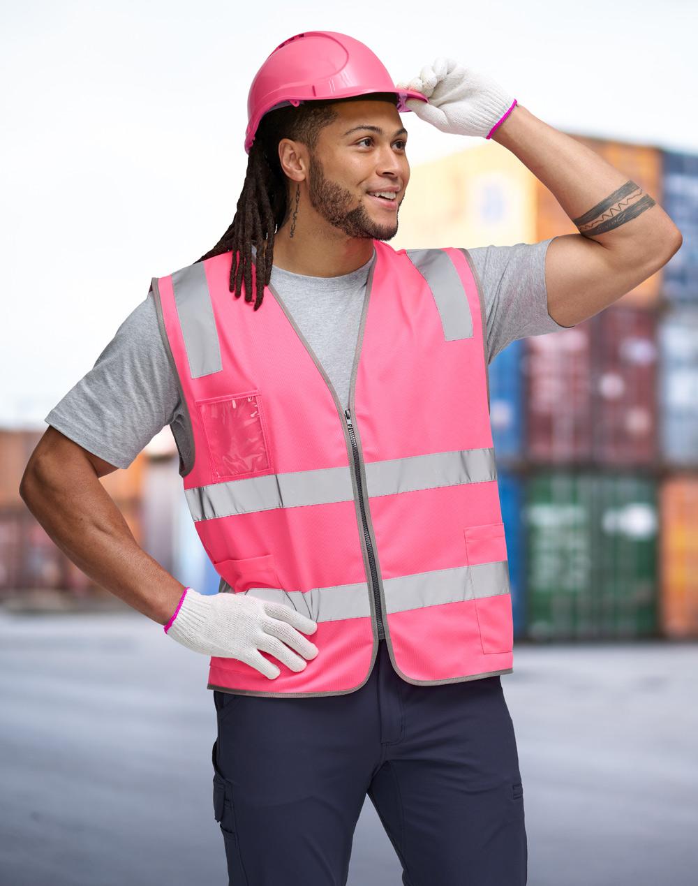 Aiw Hi Vis Safety Zip Vest With ID & Utility Pockets SW04