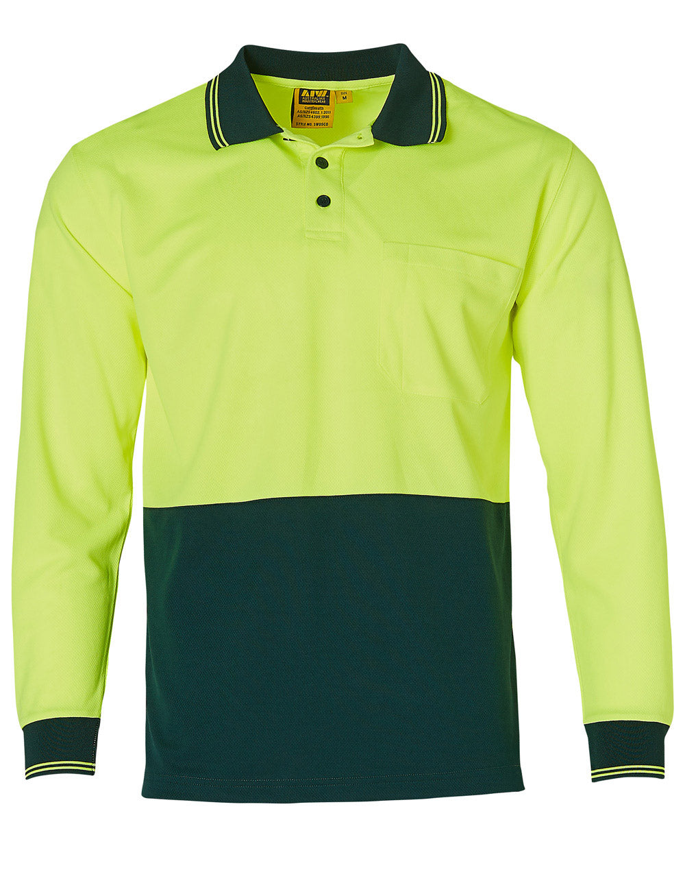 Hi-Vis truedry safety polo L/S - SW05TD - FluoroYellow / Bottle
