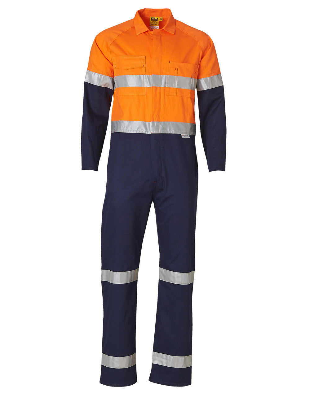 Hi-Vis Men's Light Weight Cotton Coverall with 3M Tape-Regular - SW207 - Orange / Navy
