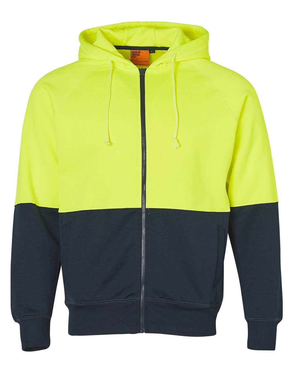 Hi-Vis Two Tone Fleecy Hoodie - SW24 - FluoroYellow / Navy
