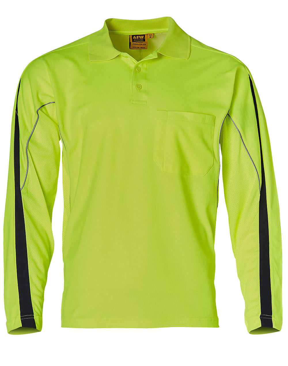 Men's Truedry L/S Hi-Vis Polo - SW33A - Yellow / Navy