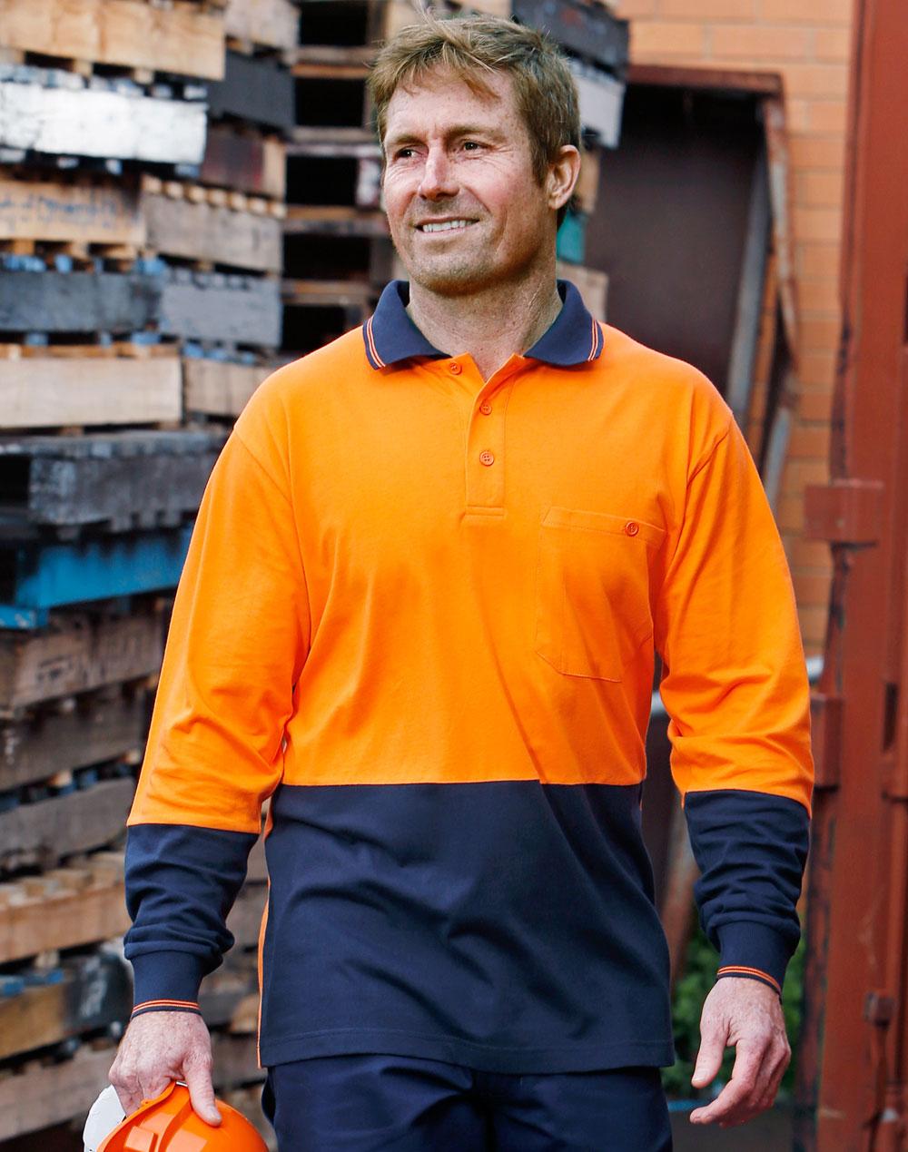 Aiw Hi-Vis Cotton Two Tone L/S Safety Polo SW36
