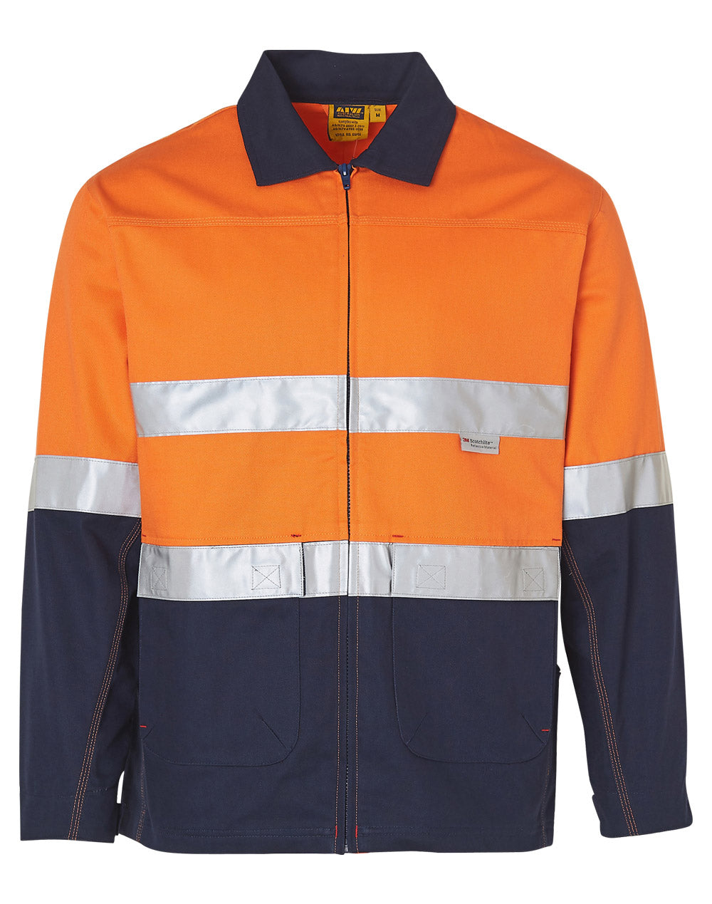 Hi-Vis Two Tone Work Jacket With 3M Tapes - SW46 - Orange / Navy