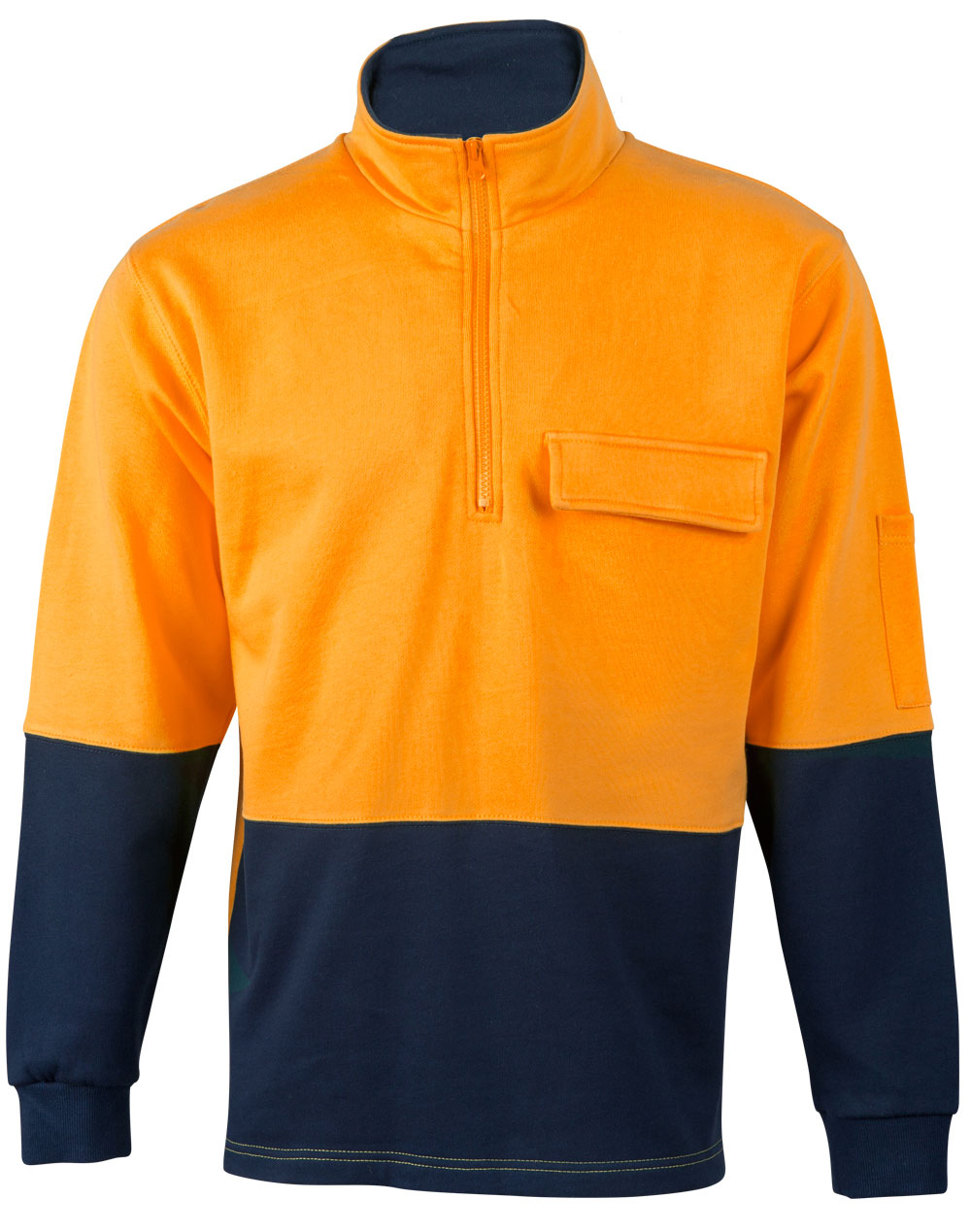 Hi-Vis Two Tone Cotton Fleecy Sweat - SW47 - Orange / Navy