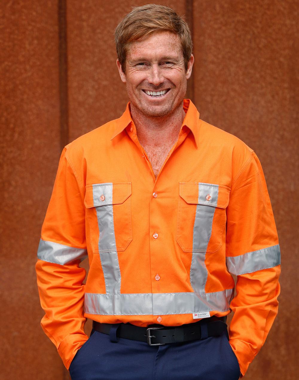 Aiw Men's Hi-Vis L/S Drill Shirt With 3M Tapes SW56