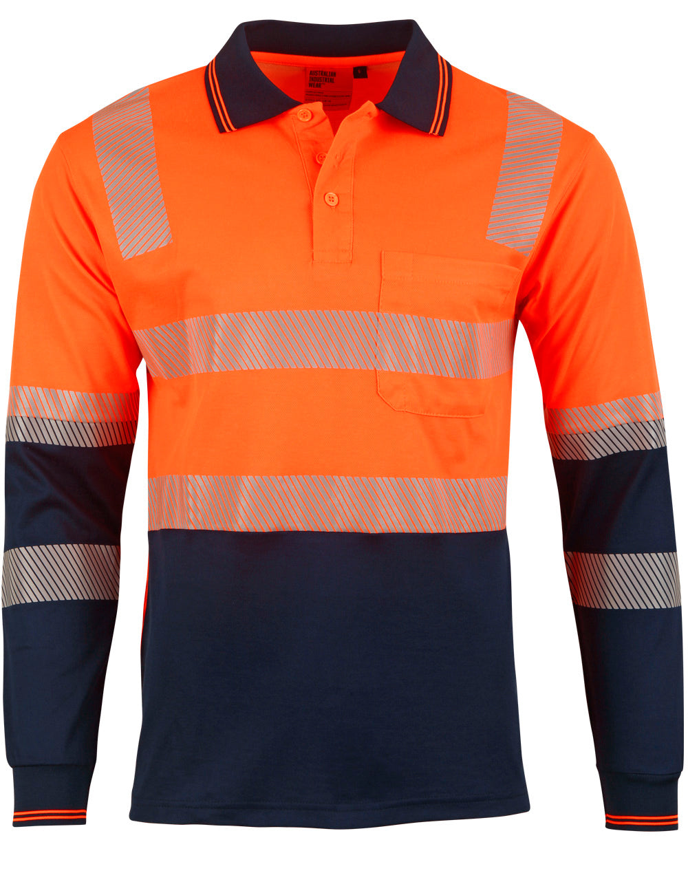Biomotion Segmented Truedry L/S Safety Polo - SW74 - Orange / Navy
