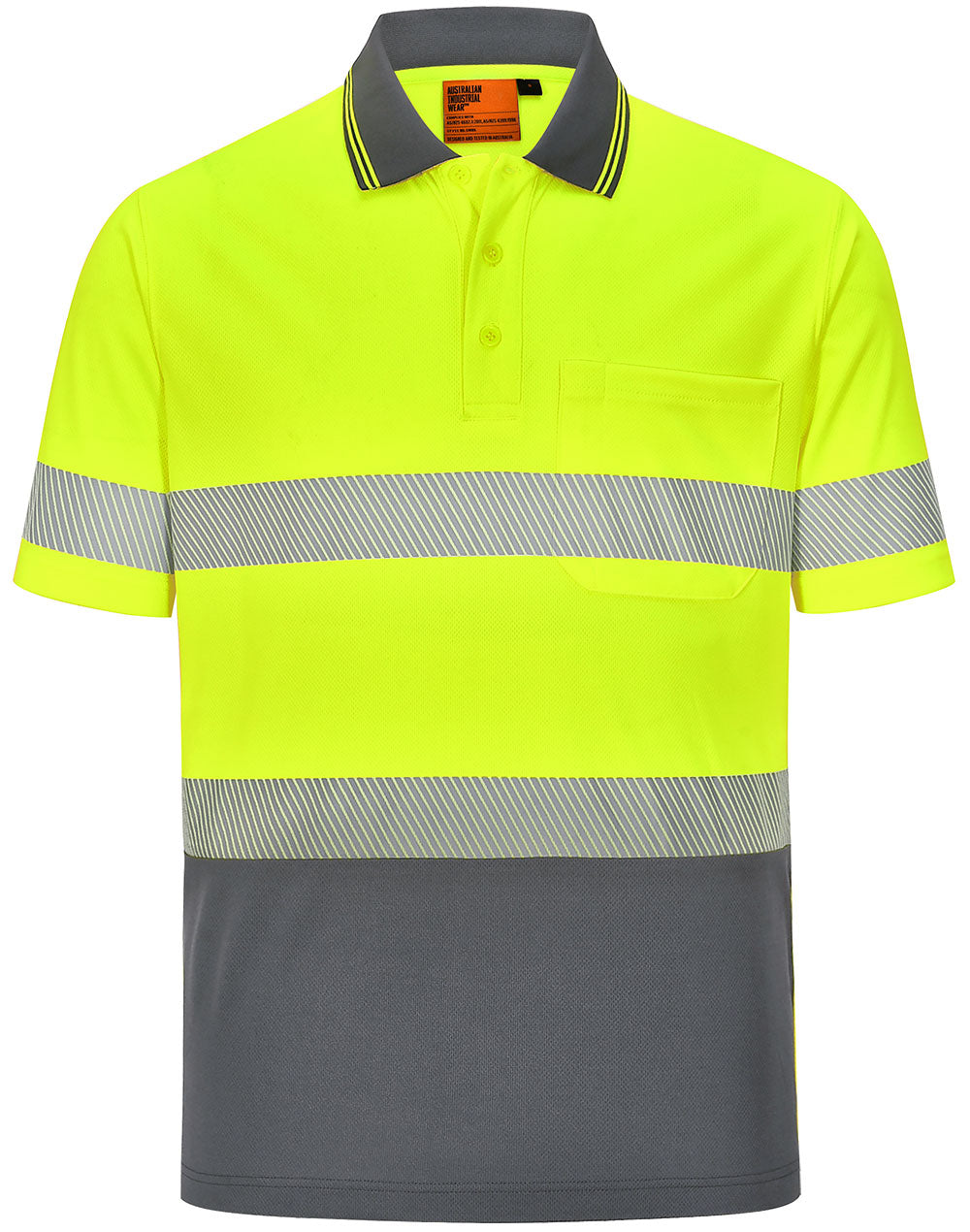 Unisex Cooldry Segmented Safety S/S Polo - SW85 - Yellow / Charcoal