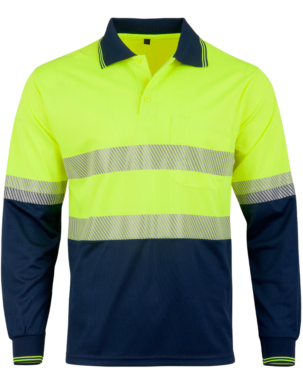 Unisex Cooldry Segmented Safety L/S Polo - SW86 - Yellow / Navy