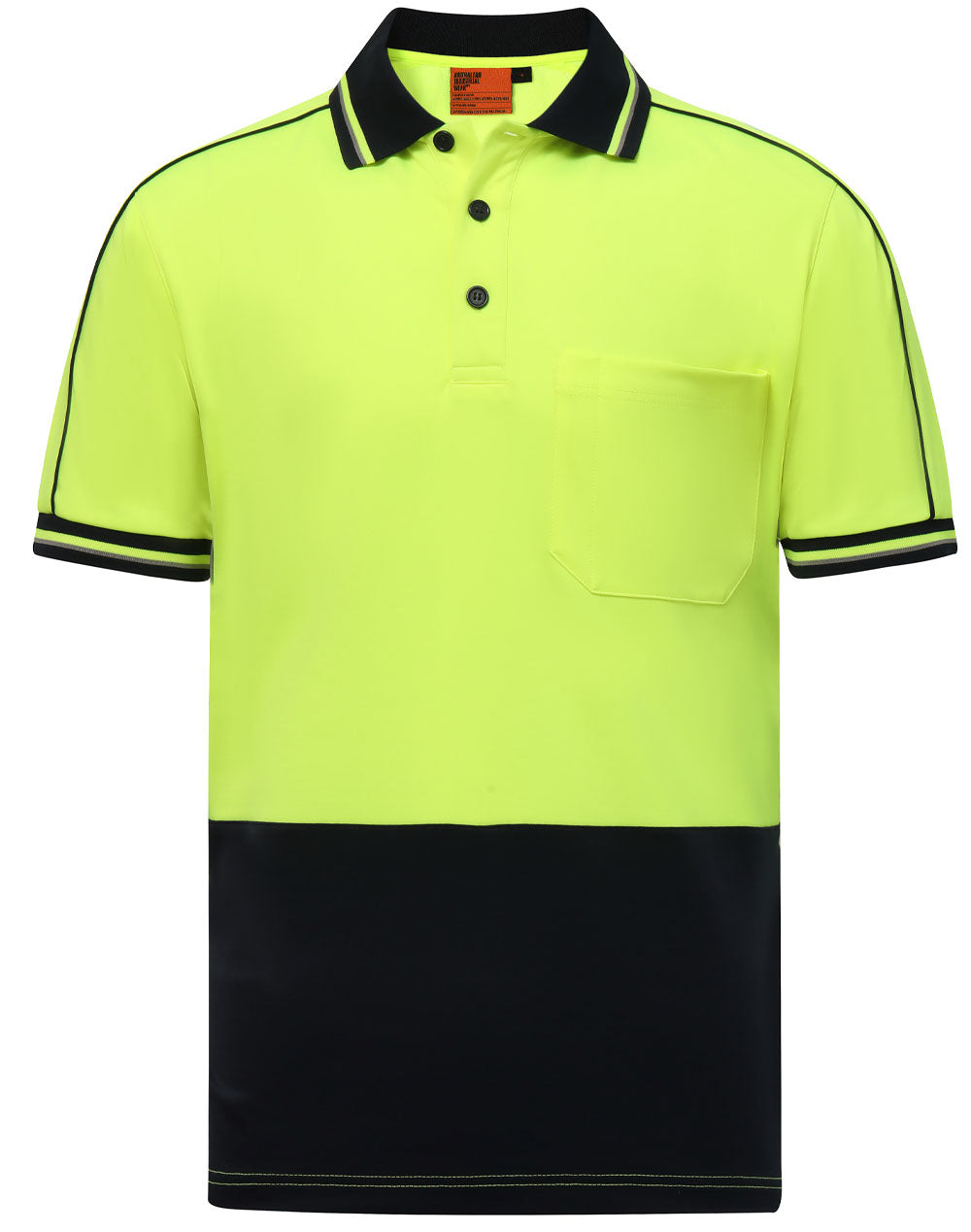 Hi-Vis Sustainable Cool-Breeze Truedry Safety S/S Polo - SW89 - Yellow / Navy