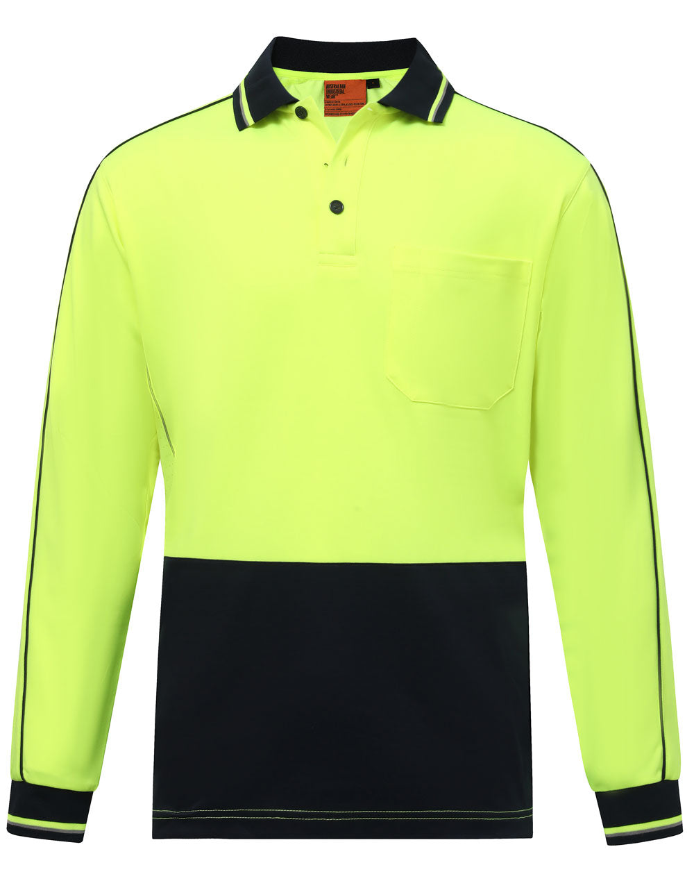 Hi-Vis Sustainable Cool-Breeze Truedry Safety L/S Polo - SW90 - Yellow / Navy
