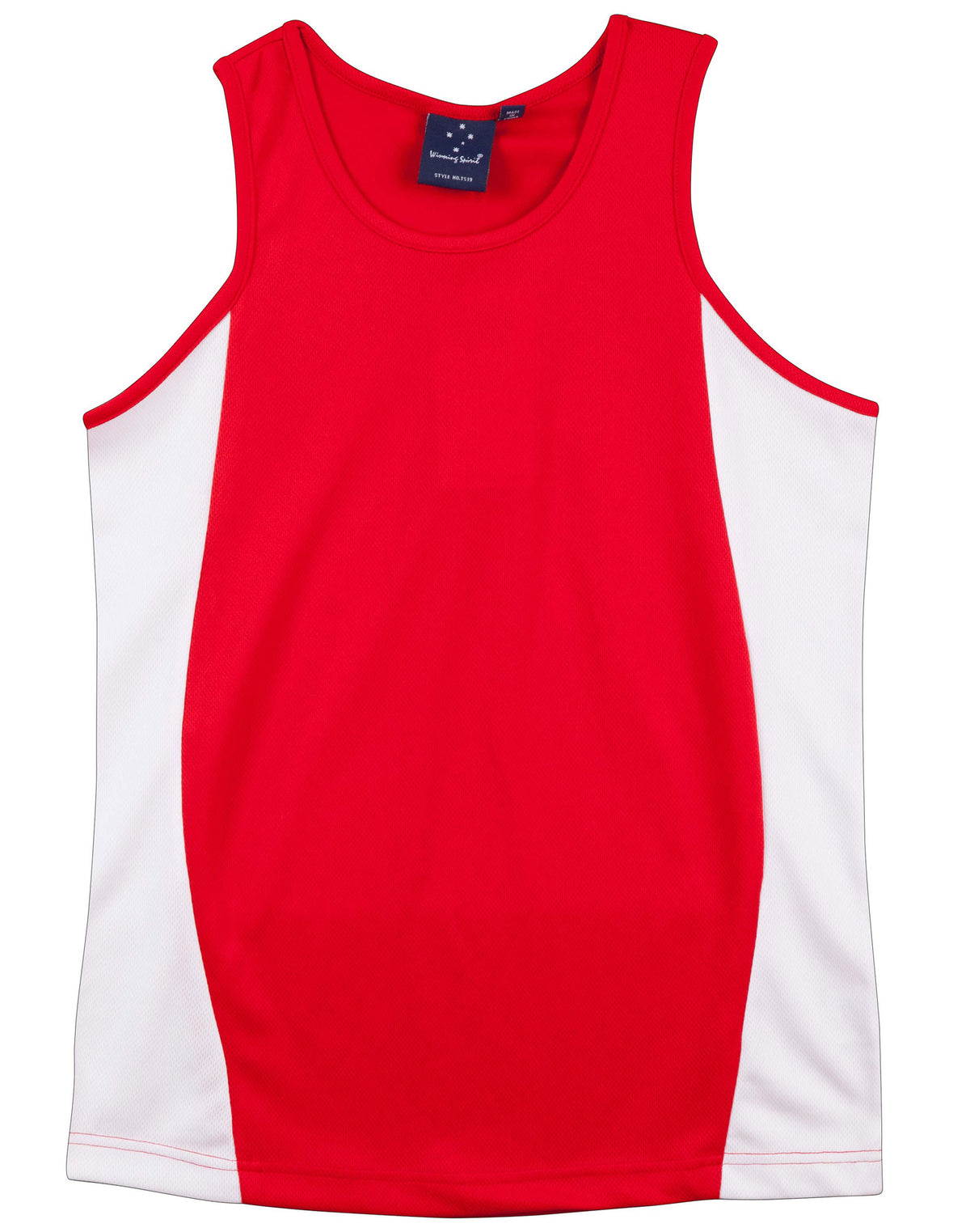 Men's cooldry contrast mesh singlet - TS19 - Red / White