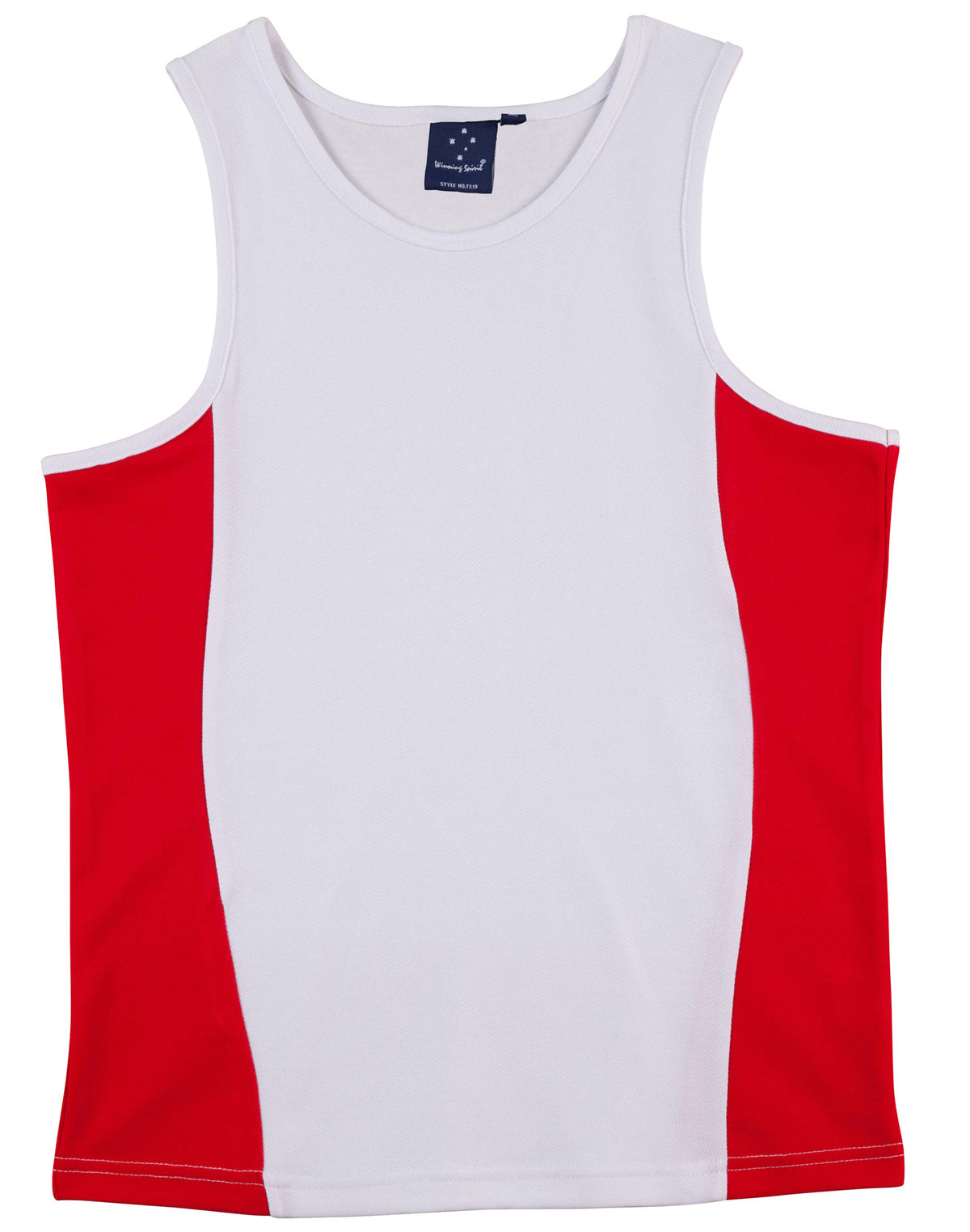 Men's Truedry Contrast Mesh Singlet - TS19A - White / Red