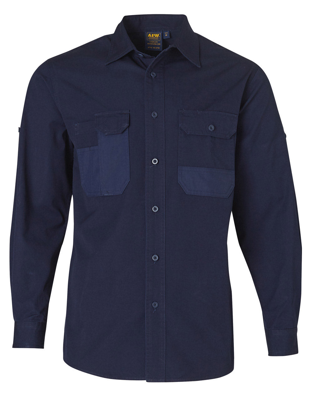 Fine Duck Weave Dura-Wear Long Sleeve Work Shirt - WT06 - Navy