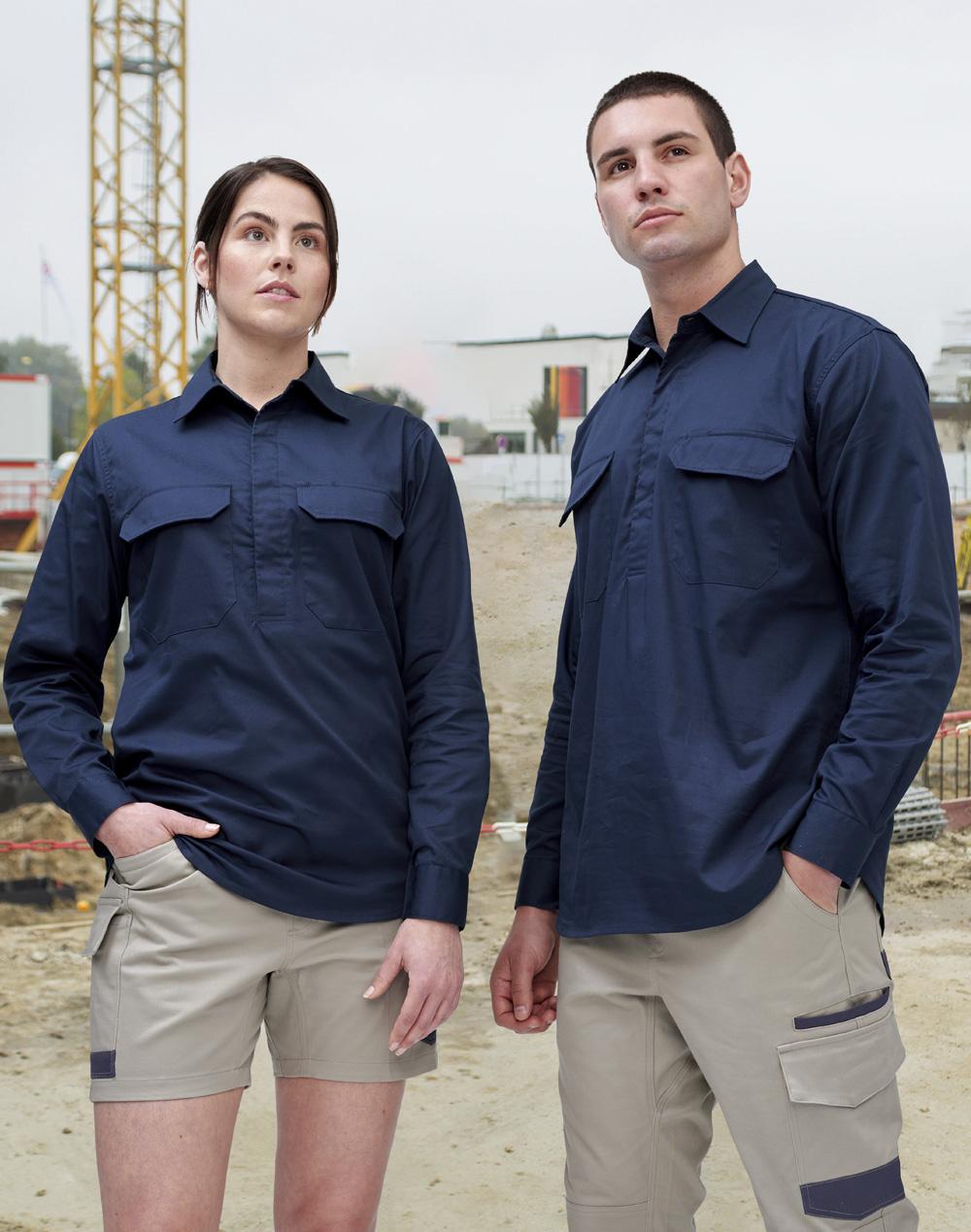 Aiw Cool-Breeze Closed Front L/S Work Shirt WT12