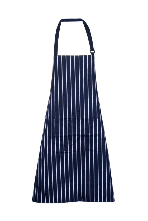 Stripe Apron - Full Bib - Navy/White - Front
