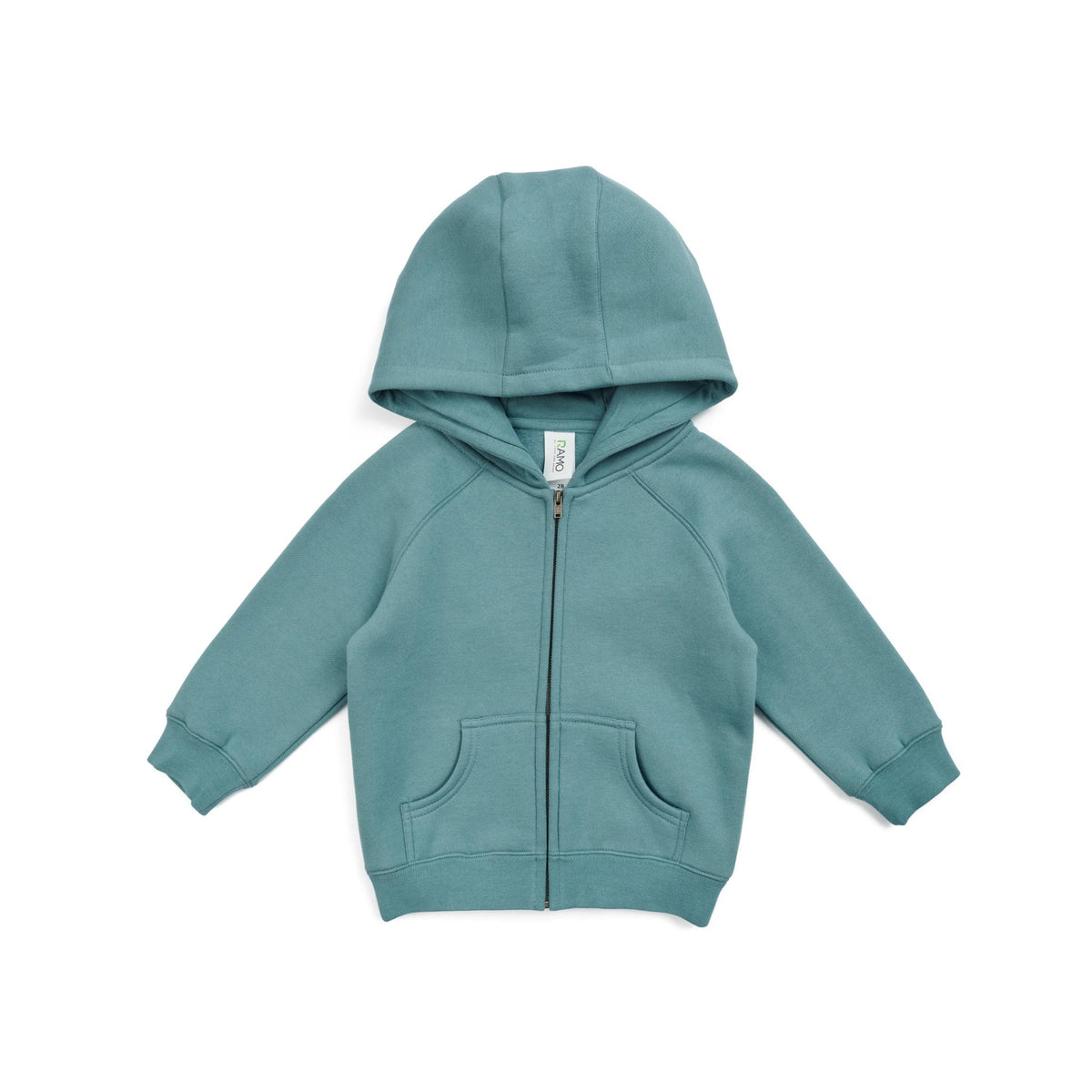 Babies Cotton Care Kangaroo Zip Pocket Hoodie - Slate Green - Front
