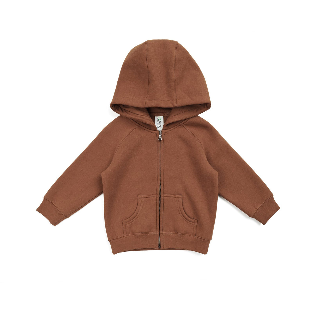 Babies Cotton Care Kangaroo Zip Pocket Hoodie - Toffee - Front