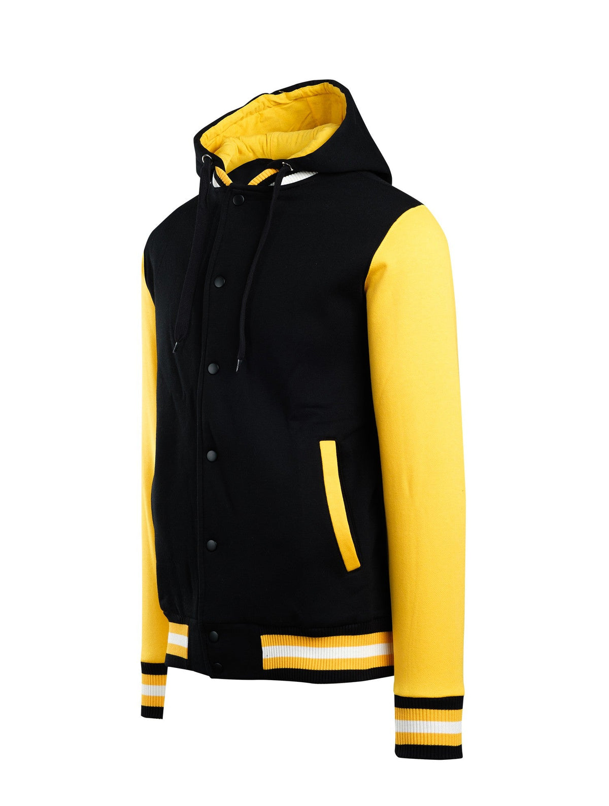Womens Varsity Jacket & Hood - Black/Gold - Side