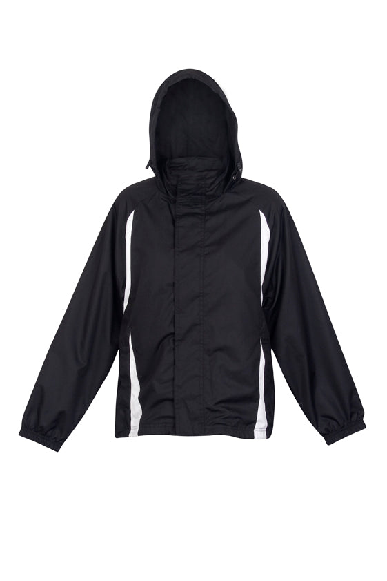 Womens/Junior Shower Proof Sportech Nylon Jacket - Black/White - Front