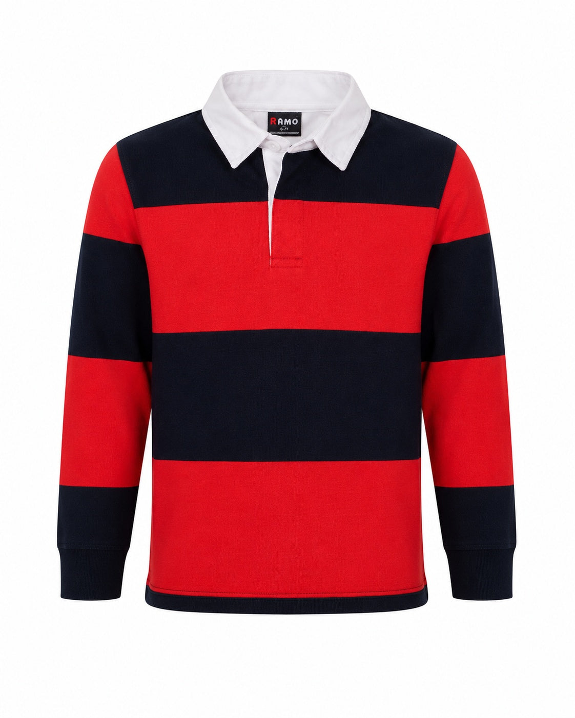Kid's Rugby Polo Top - Navy/Red - Front