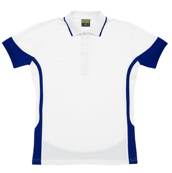 Mens Contrast Polo - White/Royal - Front
