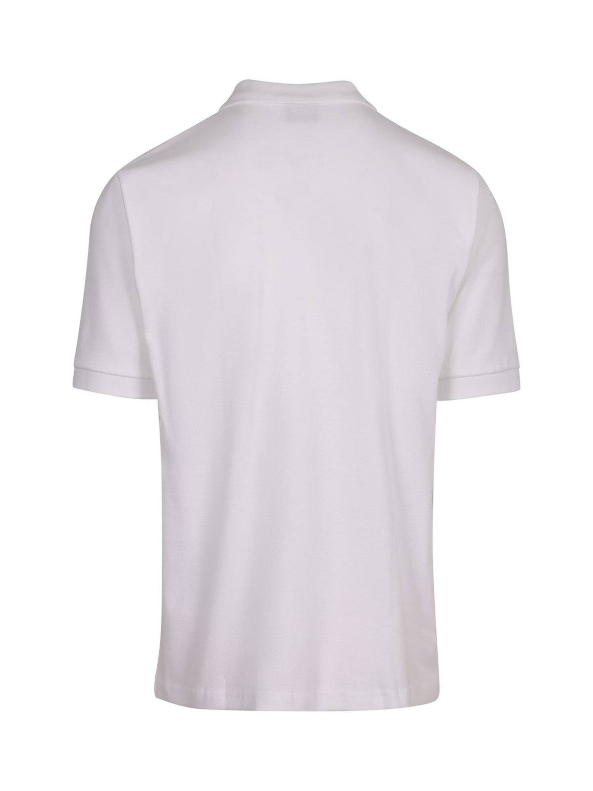 Men's Cotton Pique Knit Polo - White - Back
