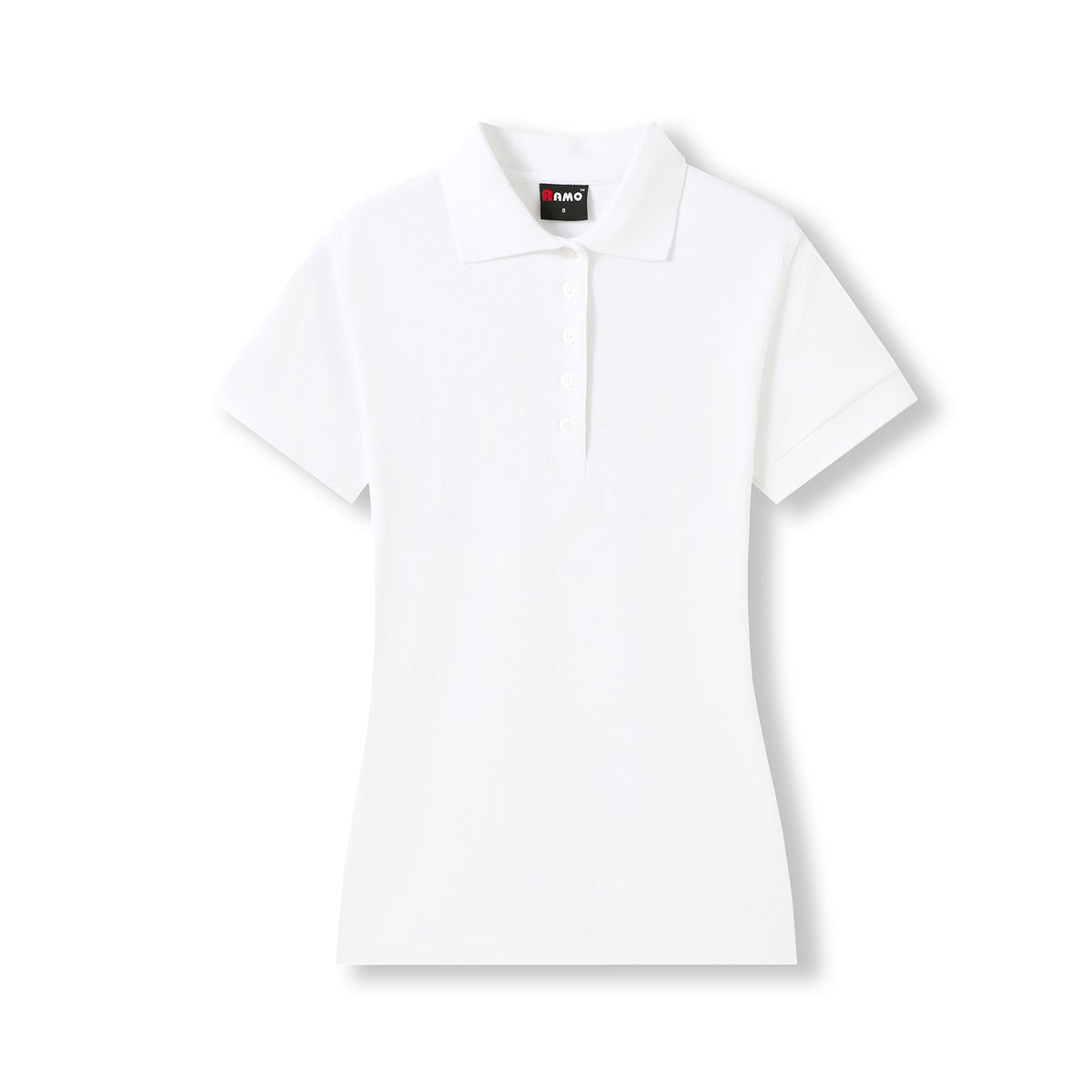 Womens 100% Cotton Pique Knit Polo - White - Front