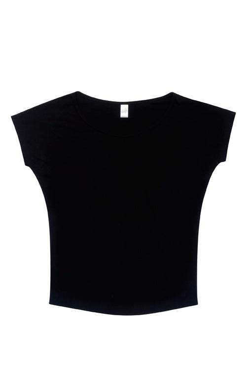 Women's Bat Wing T-shirt - Black - Front