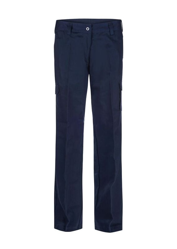 Ladies Mid Weight Cargo Cotton Drill Trouser - Navy - Front