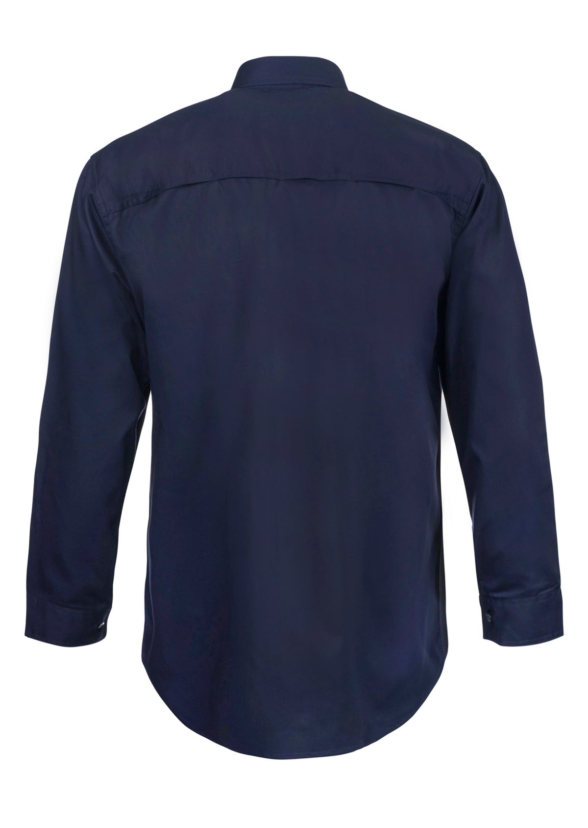 Lightweight Long Sleeve Vented Cotton Drill Shirt - Navy - View