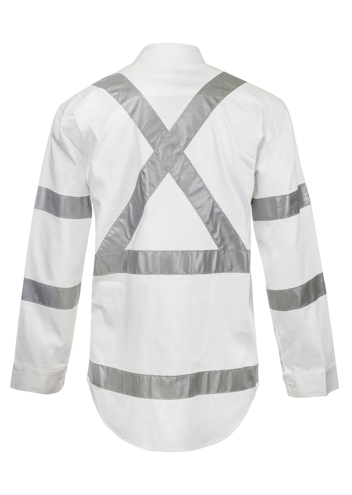 Hi Vis Long Sleeve Cotton Drill Reflective Shirt With X Pattern - view