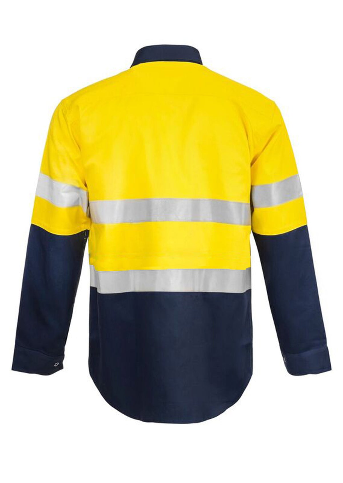 Hi Vis Long Sleeve Cotton Drill Industrial Laundry Reflective Shirt With Press Studs - view