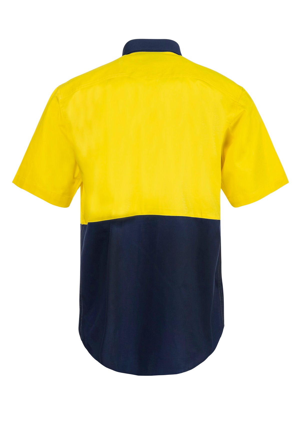 Hi Vis Short Sleeve Cotton Drill Shirt - Yellow/Navy - View