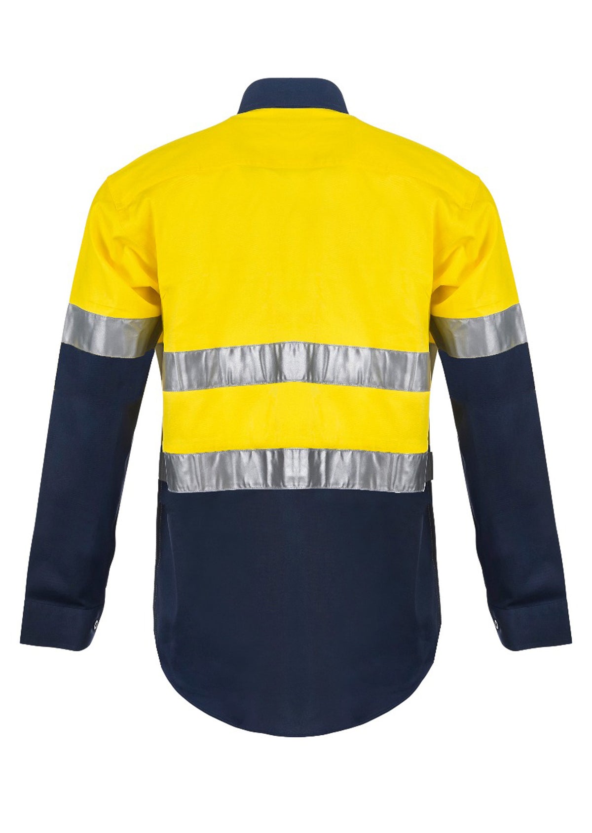 Lightweight Hi Vis Closed Front Vented Cotton Drill Reflective Shirt With Semi Gusset Sleeves - view