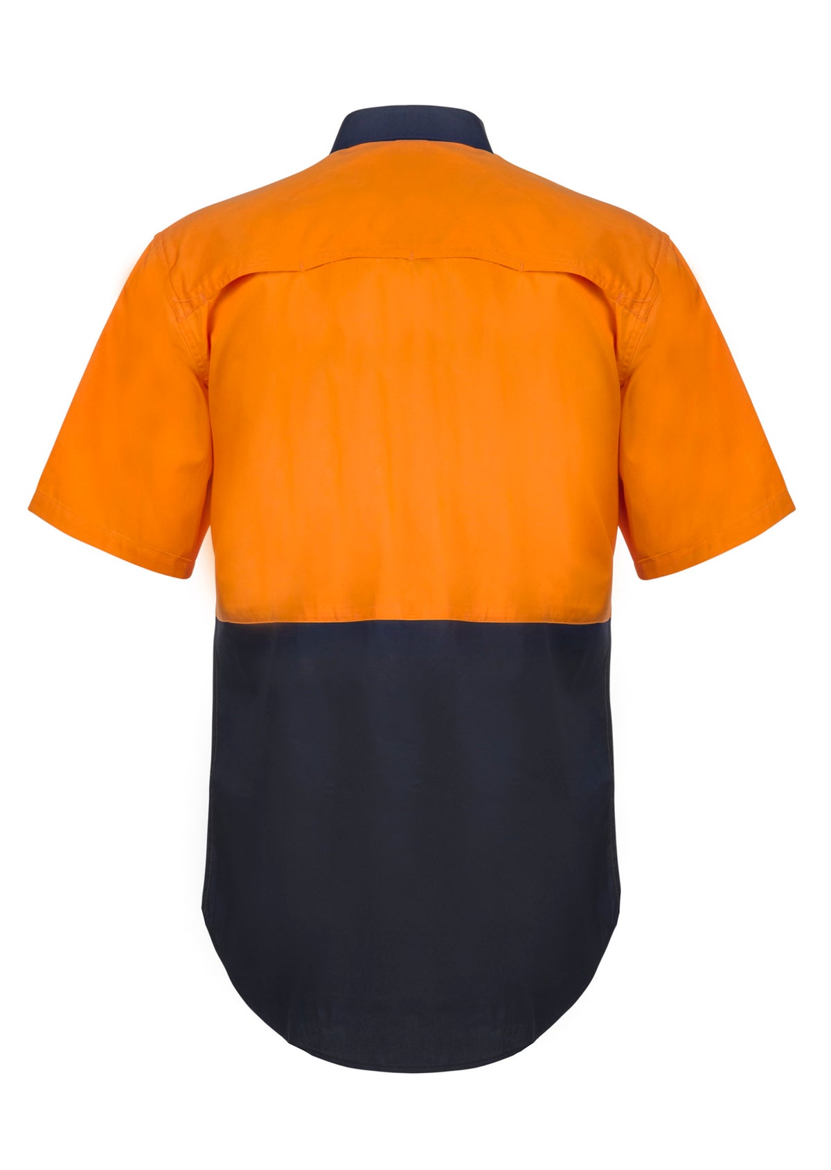 Lightweight Hi Vis Short Sleeve Vented Cotton Drill Shirt - Orange/Navy - View