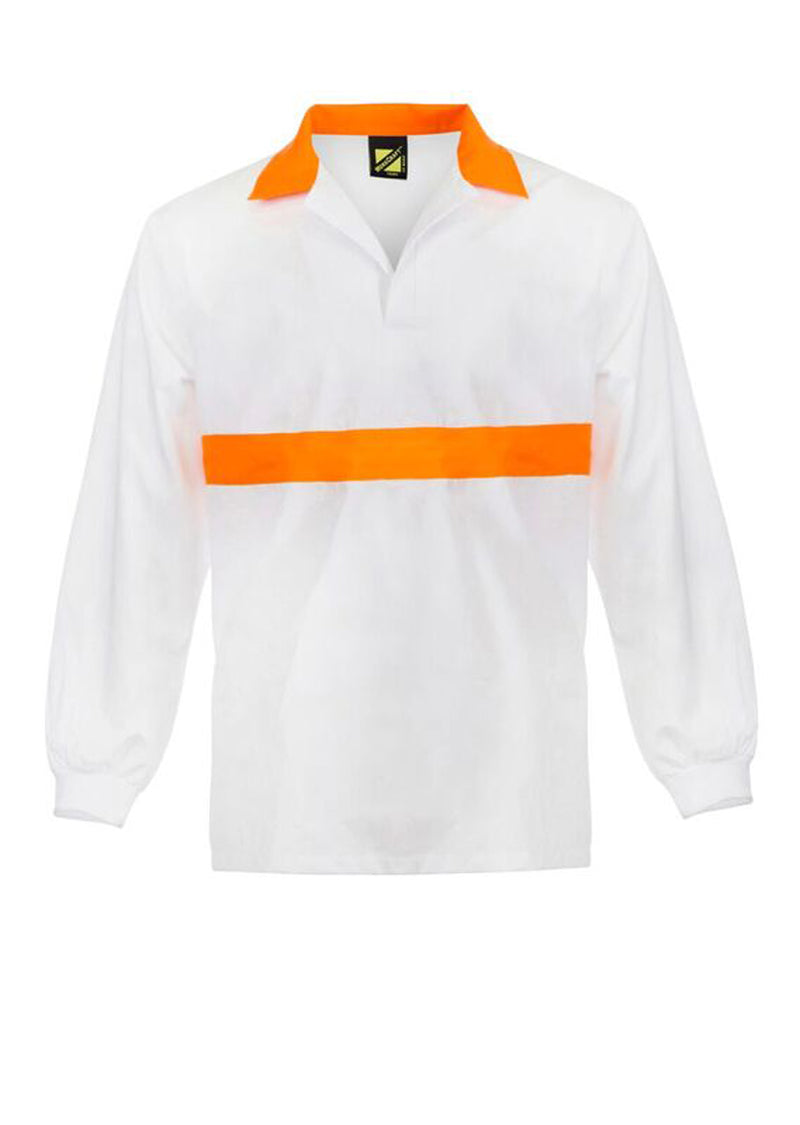 Long Sleeve Food Industry Jacshirt With Contrast Collar And Chestband